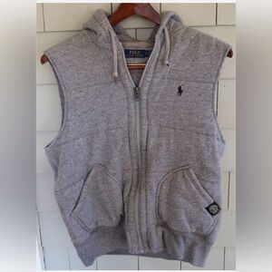 Men's POLO RALPH LAUREN Gray HOODED VEST, Size LT